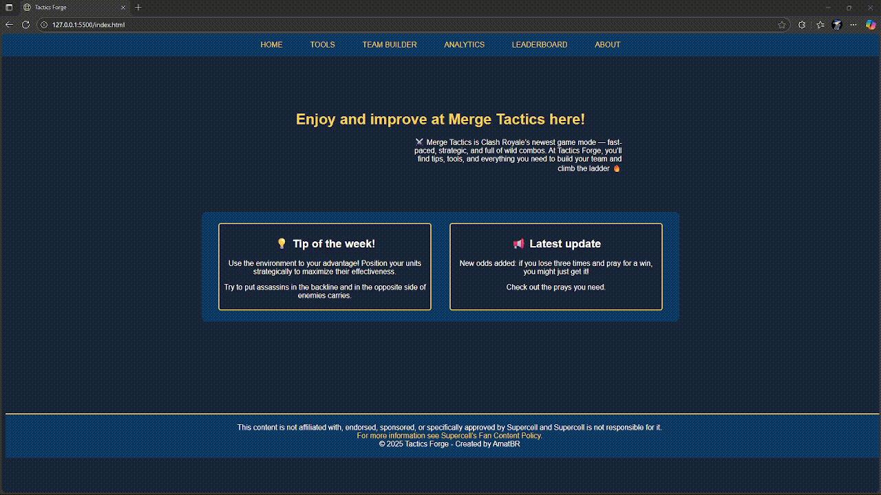 Demo do projeto Tatics Forge